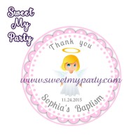 Girl Baptism stickers,Girl Christening thank you tags,(8)